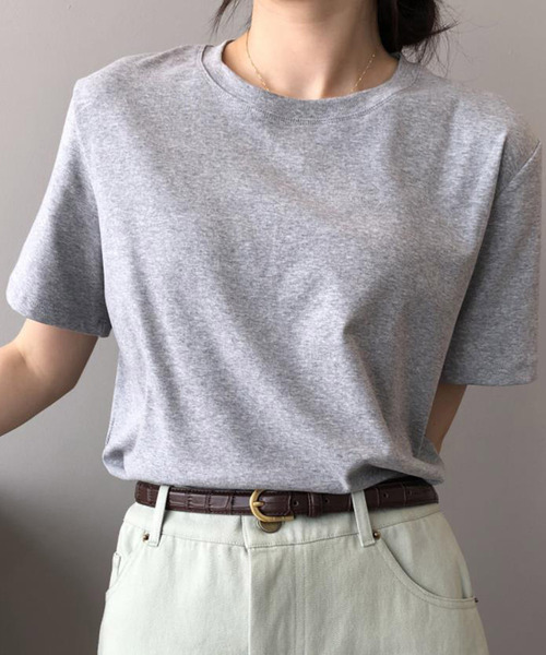 Bifrost(ビフレスト)の「ベーシッククルーネックTシャツ(Tシャツ/カットソー・レディース・ブラック/ベージュ/グレー/ピンク/オレンジ/ブルー/グリーン・F)」の12枚目の写真