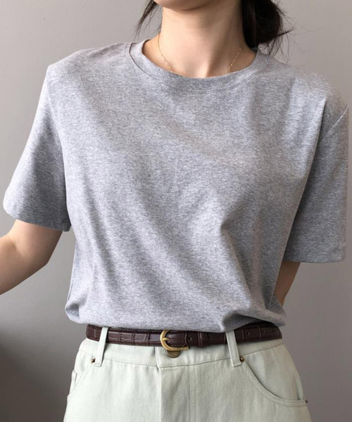 Bifrost(ビフレスト)の「ベーシッククルーネックTシャツ(Tシャツ/カットソー・レディース・ブラック/ベージュ/グレー/ピンク/オレンジ/ブルー/グリーン・F)」の14枚目の写真