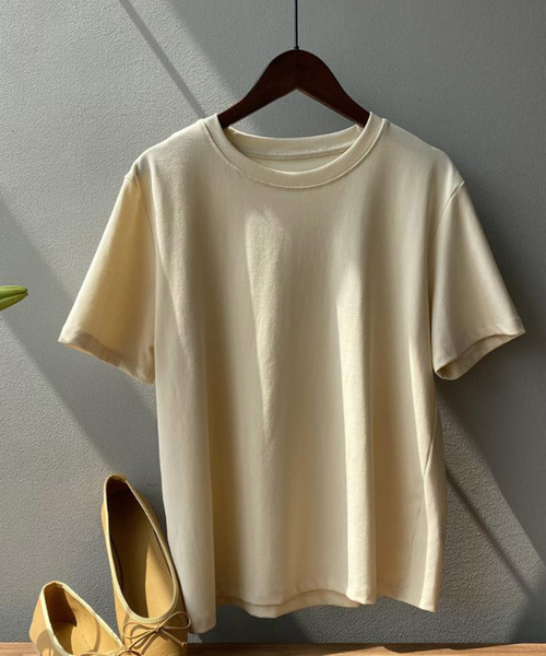 Bifrost(ビフレスト)の「ベーシッククルーネックTシャツ(Tシャツ/カットソー・レディース・ブラック/ベージュ/グレー/ピンク/オレンジ/ブルー/グリーン・F)」の17枚目の写真