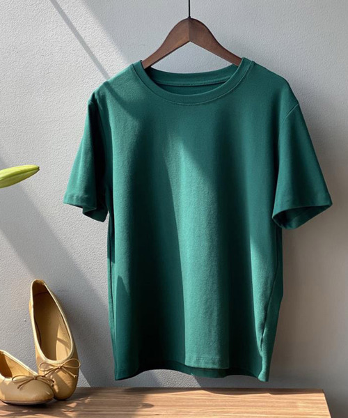 Bifrost(ビフレスト)の「ベーシッククルーネックTシャツ(Tシャツ/カットソー・レディース・ブラック/ベージュ/グレー/ピンク/オレンジ/ブルー/グリーン・F)」の21枚目の写真