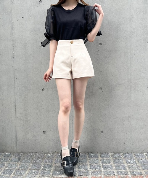 titty&Co. PETIT by poyo(ティティーアンドコープティバイポヨ)の「【titty&Co.PETIT by POYO】ボリュームシアースリーブトップス(ニット/セーター・レディース・ホワイト/ブラック・FREE)」の10枚目の写真