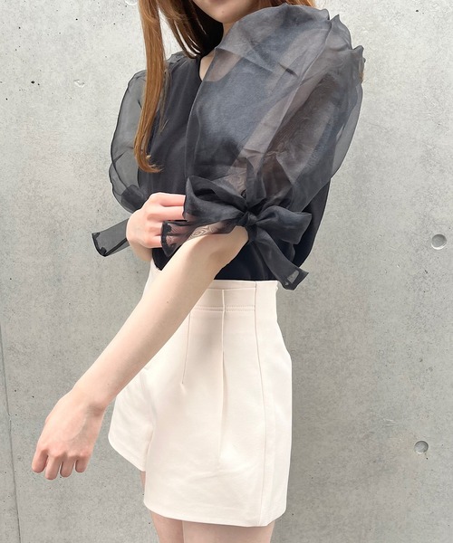 titty&Co. PETIT by poyo(ティティーアンドコープティバイポヨ)の「【titty&Co.PETIT by POYO】ボリュームシアースリーブトップス(ニット/セーター・レディース・ホワイト/ブラック・FREE)」の13枚目の写真