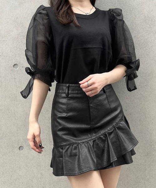 titty&Co. PETIT by poyo(ティティーアンドコープティバイポヨ)の「【titty&Co.PETIT by POYO】ボリュームシアースリーブトップス(ニット/セーター・レディース・ホワイト/ブラック・FREE)」の11枚目の写真