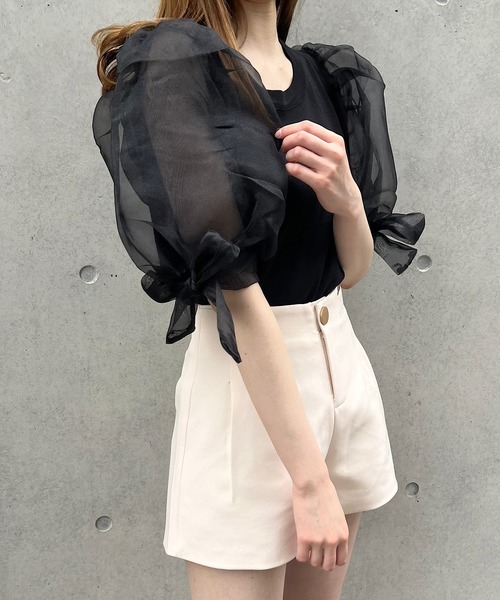 titty&Co. PETIT by poyo(ティティーアンドコープティバイポヨ)の「【titty&Co.PETIT by POYO】ボリュームシアースリーブトップス(ニット/セーター・レディース・ホワイト/ブラック・FREE)」の19枚目の写真