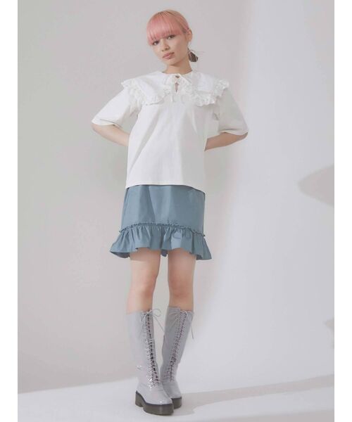 merry jenny(メリージェニー)の「フリルチノミニスカート(スカート・レディース・ブラック/ベージュ/ブルー・FREE)」の13枚目の写真