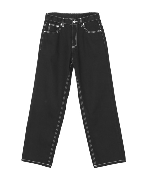 Figments（フィグメンツ）の「ステッチブラックパンツ（デニムパンツ・レディース・ブラック・LARGE/MEDIUM/SMALL）」の3枚目の写真