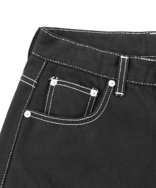 Figments（フィグメンツ）の「ステッチブラックパンツ（デニムパンツ・レディース・ブラック・LARGE/MEDIUM/SMALL）」の7枚目の写真