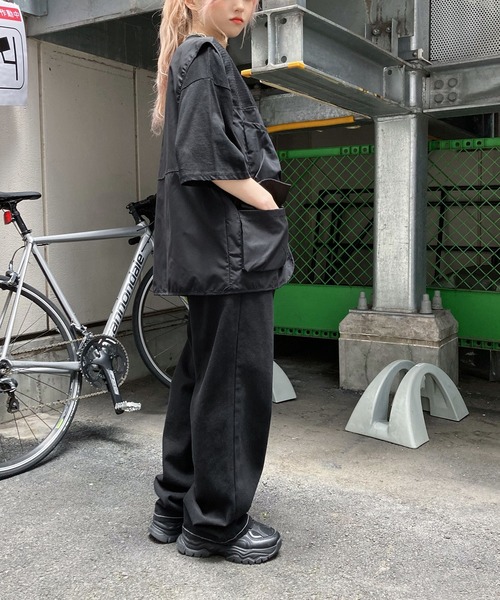 Figments（フィグメンツ）の「ステッチブラックパンツ（デニムパンツ・レディース・ブラック・LARGE/MEDIUM/SMALL）」の10枚目の写真