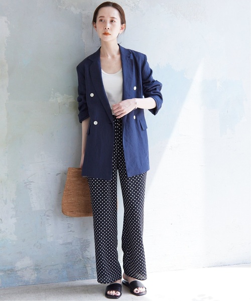 SLOBE IENA（スローブイエナ）の「《追加》リネンテーラードジャケット（テーラードジャケット・レディース・ネイビー・FREE）」の5枚目の写真