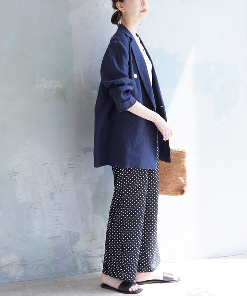 SLOBE IENA（スローブイエナ）の「《追加》リネンテーラードジャケット（テーラードジャケット・レディース・ネイビー・FREE）」の6枚目の写真