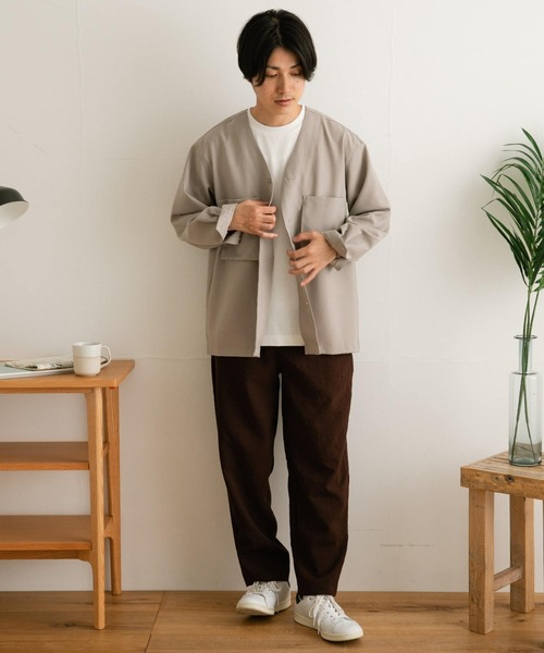 ITEMS URBANRESEARCH（アイテムズ アーバンリサーチ）の「エステルパナマ Vネックシャツカーディガン（カーディガン/ボレロ・メンズ・ネイビー/グレー系その他/チャコールグレー・LARGE/MEDIUM）」の11枚目の写真