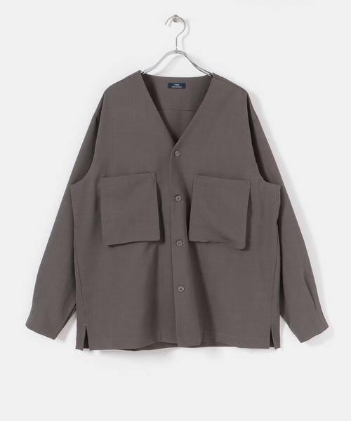 ITEMS URBANRESEARCH（アイテムズ アーバンリサーチ）の「エステルパナマ Vネックシャツカーディガン（カーディガン/ボレロ・メンズ・ネイビー/グレー系その他/チャコールグレー・LARGE/MEDIUM）」の18枚目の写真