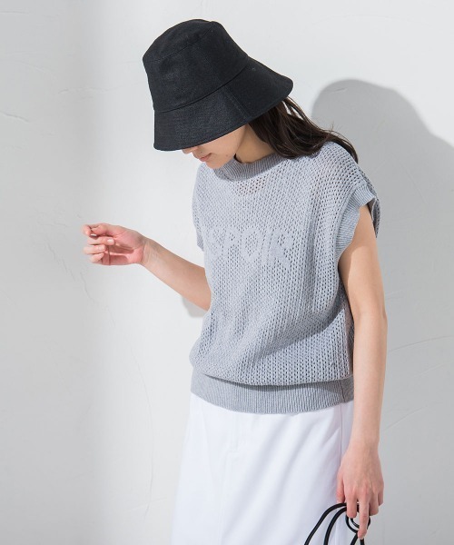 socolla（ソコラ）の「【socolla】インナー付き透かし編みロゴニットベスト≪手洗い可能≫（ニット/セーター・レディース・オフホワイト/グレー/パープル・M）」の17枚目の写真