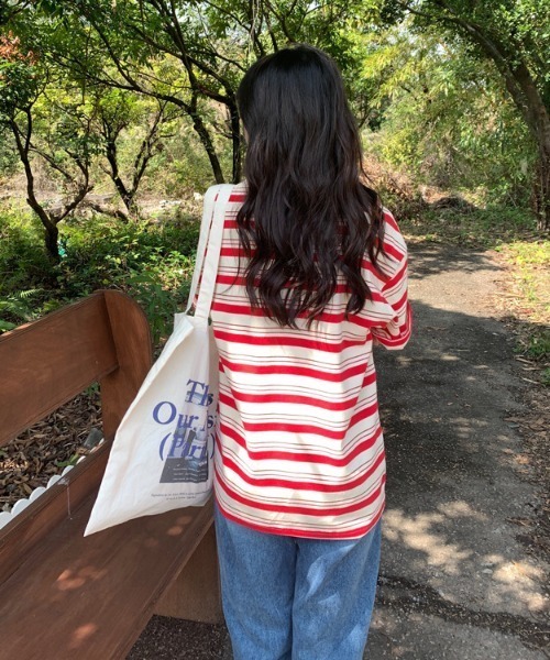 MANGROVE（マングローブ）の「ベア刺繍ハーフボーダーT（Tシャツ/カットソー・レディース・ブラック/レッド/ネイビー・FREE）」の9枚目の写真