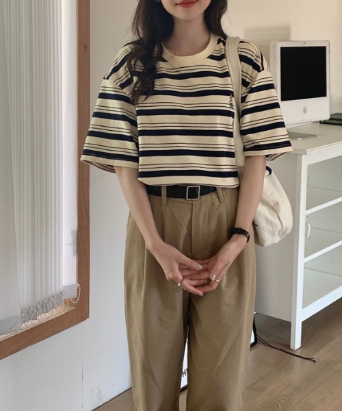 MANGROVE（マングローブ）の「ベア刺繍ハーフボーダーT（Tシャツ/カットソー・レディース・ブラック/レッド/ネイビー・FREE）」の19枚目の写真
