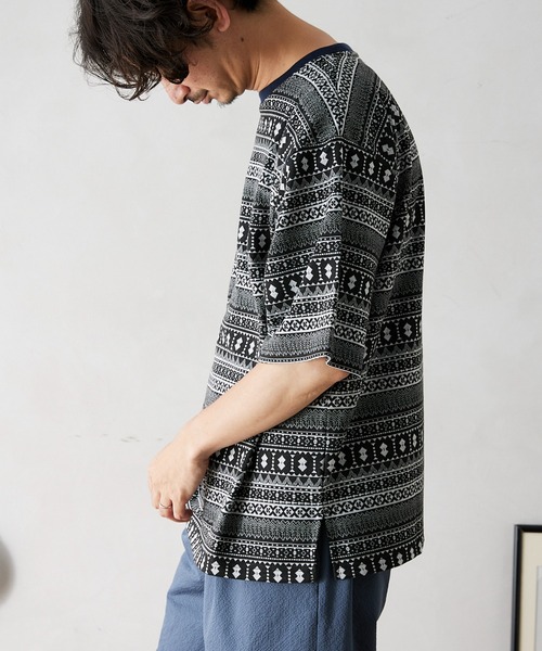 JOURNAL STANDARD relume（ジャーナルスタンダード　レリューム）の「ジャガード織り 半袖Tシャツ（Tシャツ/カットソー・メンズ・ブラック/ネイビー/グリーン/ブルー系その他・MEDIUM/LARGE）」の22枚目の写真