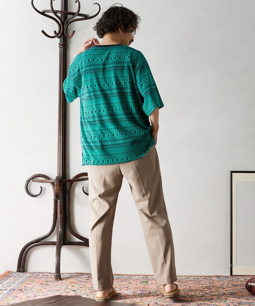 JOURNAL STANDARD relume（ジャーナルスタンダード　レリューム）の「ジャガード織り 半袖Tシャツ（Tシャツ/カットソー・メンズ・ブラック/ネイビー/グリーン/ブルー系その他・MEDIUM/LARGE）」の16枚目の写真