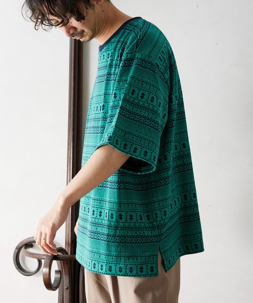 JOURNAL STANDARD relume（ジャーナルスタンダード　レリューム）の「ジャガード織り 半袖Tシャツ（Tシャツ/カットソー・メンズ・ブラック/ネイビー/グリーン/ブルー系その他・MEDIUM/LARGE）」の12枚目の写真