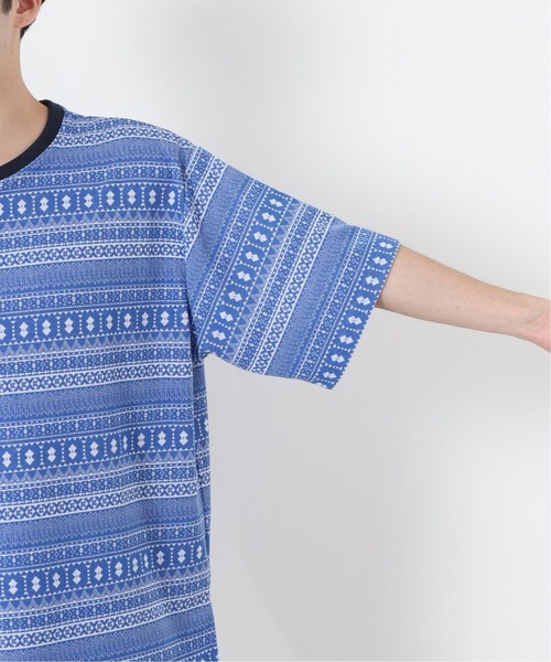 JOURNAL STANDARD relume（ジャーナルスタンダード　レリューム）の「ジャガード織り 半袖Tシャツ（Tシャツ/カットソー・メンズ・ブラック/ネイビー/グリーン/ブルー系その他・MEDIUM/LARGE）」の7枚目の写真