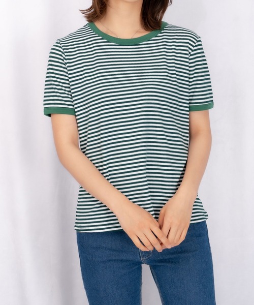 Loco Ocean(ロコオーシャン)の「カラーボーダーリンガーTシャツ(Tシャツ/カットソー・レディース・ブラック/オレンジ/グリーン・M/L/XL)」の3枚目の写真
