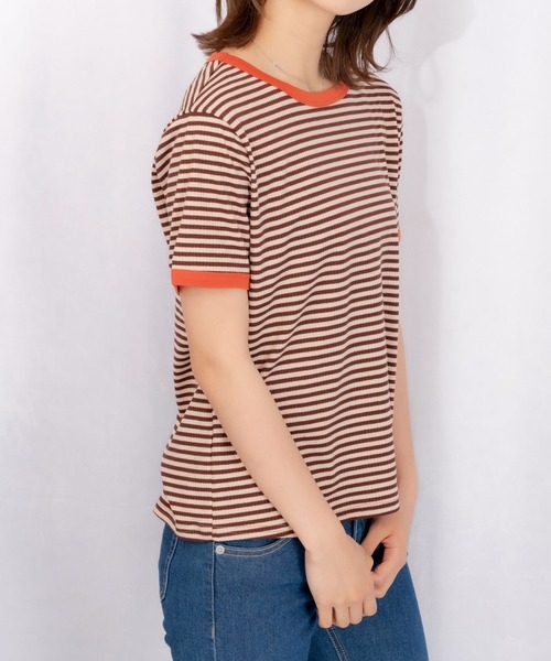 Loco Ocean(ロコオーシャン)の「カラーボーダーリンガーTシャツ(Tシャツ/カットソー・レディース・ブラック/オレンジ/グリーン・M/L/XL)」の5枚目の写真