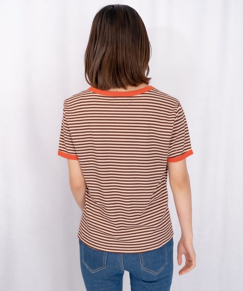 Loco Ocean(ロコオーシャン)の「カラーボーダーリンガーTシャツ(Tシャツ/カットソー・レディース・ブラック/オレンジ/グリーン・M/L/XL)」の8枚目の写真