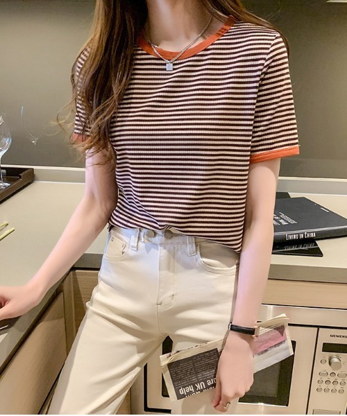Loco Ocean(ロコオーシャン)の「カラーボーダーリンガーTシャツ(Tシャツ/カットソー・レディース・ブラック/オレンジ/グリーン・M/L/XL)」の10枚目の写真