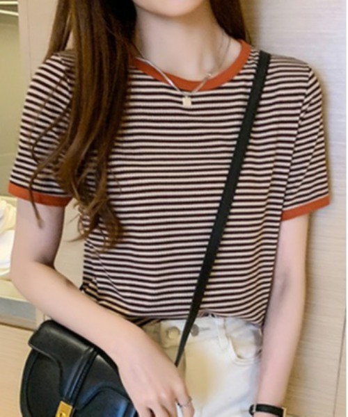 Loco Ocean(ロコオーシャン)の「カラーボーダーリンガーTシャツ(Tシャツ/カットソー・レディース・ブラック/オレンジ/グリーン・M/L/XL)」の16枚目の写真