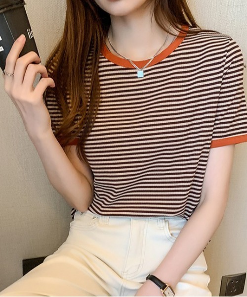 Loco Ocean(ロコオーシャン)の「カラーボーダーリンガーTシャツ(Tシャツ/カットソー・レディース・ブラック/オレンジ/グリーン・M/L/XL)」の17枚目の写真
