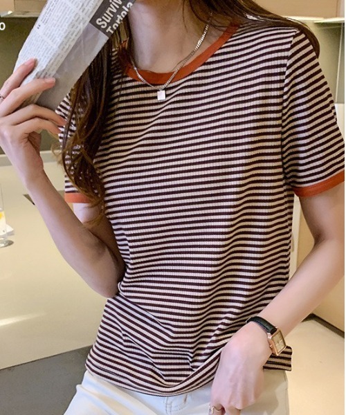 Loco Ocean(ロコオーシャン)の「カラーボーダーリンガーTシャツ(Tシャツ/カットソー・レディース・ブラック/オレンジ/グリーン・M/L/XL)」の18枚目の写真