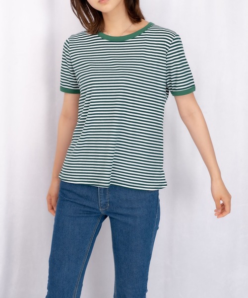 Loco Ocean(ロコオーシャン)の「カラーボーダーリンガーTシャツ(Tシャツ/カットソー・レディース・ブラック/オレンジ/グリーン・M/L/XL)」の19枚目の写真