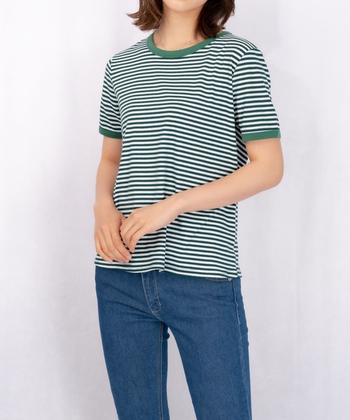 Loco Ocean(ロコオーシャン)の「カラーボーダーリンガーTシャツ(Tシャツ/カットソー・レディース・ブラック/オレンジ/グリーン・M/L/XL)」の22枚目の写真