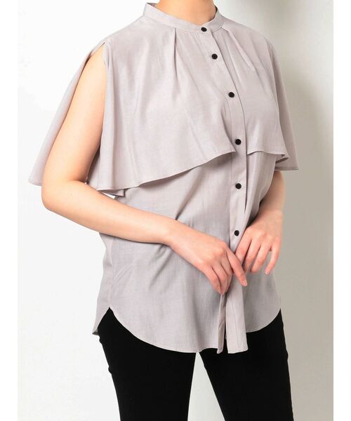 LAGUNAMOON(ラグナムーン)の「バイカラーボタンブラウス(シャツ/ブラウス・レディース・ホワイト/ライトグレー/ブラウン・FREE)」の5枚目の写真