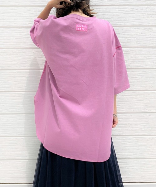 Q（キュー）の「Relax5分袖ワッペンT（Tシャツ/カットソー・レディース・チャコールグレー/アイボリー/ラベンダー・MEDIUM）」の11枚目の写真