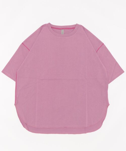 Q（キュー）の「Relax5分袖ワッペンT（Tシャツ/カットソー・レディース・チャコールグレー/アイボリー/ラベンダー・MEDIUM）」の7枚目の写真