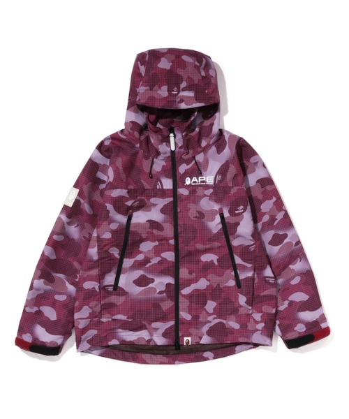 A BATHING APE(アベイシングエイプ)の「GRID CAMO HOODIE JACKET L(マウンテンパーカー・レディース・ブラック/バーガンディー・SMALL/X-SMALL)」の2枚目の写真