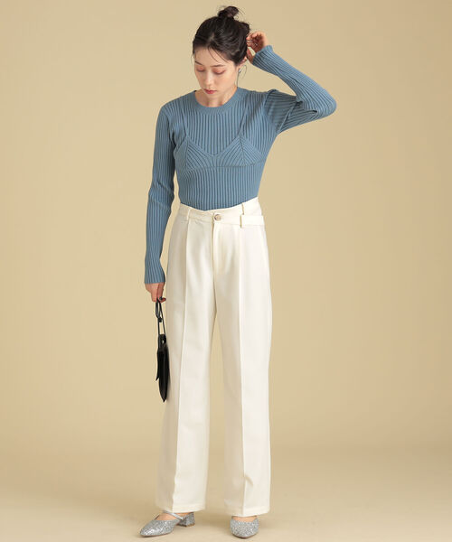 Ray BEAMS（レイビームス）の「Ray BEAMS / アシンメトリー ウエスト ワイド パンツ（その他パンツ・レディース・ブラック/オフホワイト・0/1）」の4枚目の写真