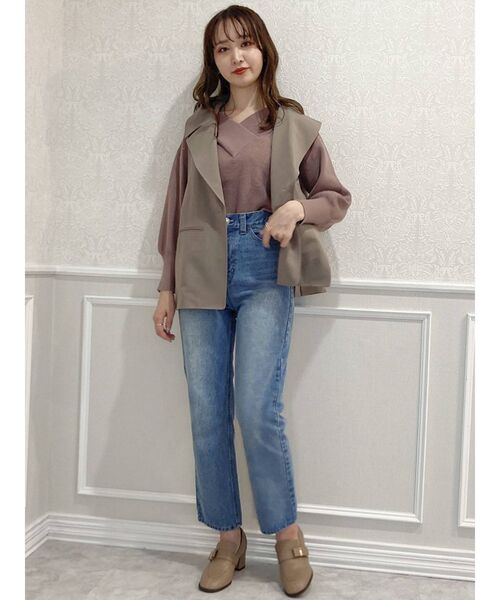 dazzlin（ダズリン）の「サイドリボンシングルジレ（ベスト・レディース・ブラック/モカ・FREE）」の6枚目の写真