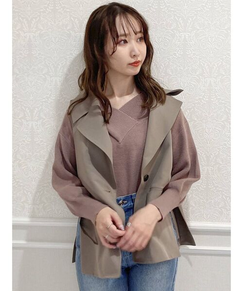 dazzlin（ダズリン）の「サイドリボンシングルジレ（ベスト・レディース・ブラック/モカ・FREE）」の4枚目の写真