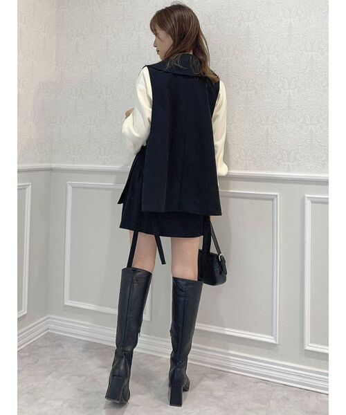 dazzlin（ダズリン）の「サイドリボンシングルジレ（ベスト・レディース・ブラック/モカ・FREE）」の15枚目の写真