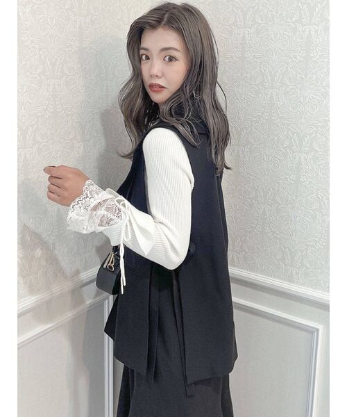 dazzlin（ダズリン）の「サイドリボンシングルジレ（ベスト・レディース・ブラック/モカ・FREE）」の16枚目の写真