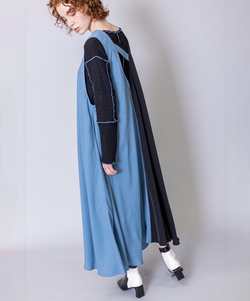 美品　OSMOSIS オズモーシス　サイドフレアーワンピース 超美品❣️OSMOSIS 切替フレアーワンピース フリー サイズ