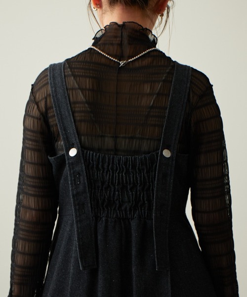 natural couture（ナチュラルクチュール）の「2022AW/セットアップ着用可/タックプリーツデニムジャンバースカート（ジャンパースカート・レディース・ブラック/インディゴブルー/ブラウン・FREE）」の15枚目の写真