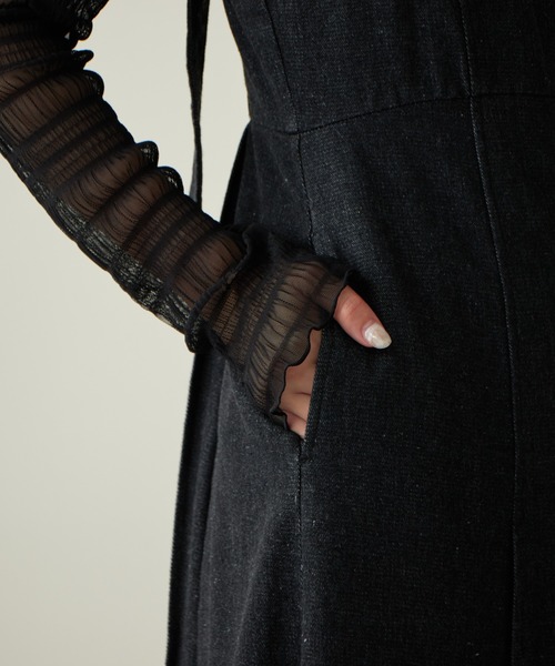 natural couture（ナチュラルクチュール）の「2022AW/セットアップ着用可/タックプリーツデニムジャンバースカート（ジャンパースカート・レディース・ブラック/インディゴブルー/ブラウン・FREE）」の16枚目の写真