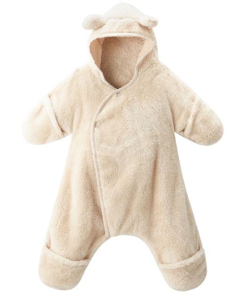 combimini（コンビミニ）の「ふわふわボアくま耳おくるみ（手足カバー付き）（おくるみ・キッズ・ブラウン/アイボリー/ライトベージュ/スモークピンク・50-70）」の5枚目の写真