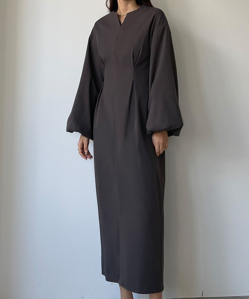 Louere（ルエレ）の「ウエストタックボリュームスリーブワンピース（ワンピース・レディース・ブラウン/アイボリー/ブラック/ダークブラウン/ダークベージュ・SMALL/MEDIUM/LARGE/X-LARGE）」の16枚目の写真