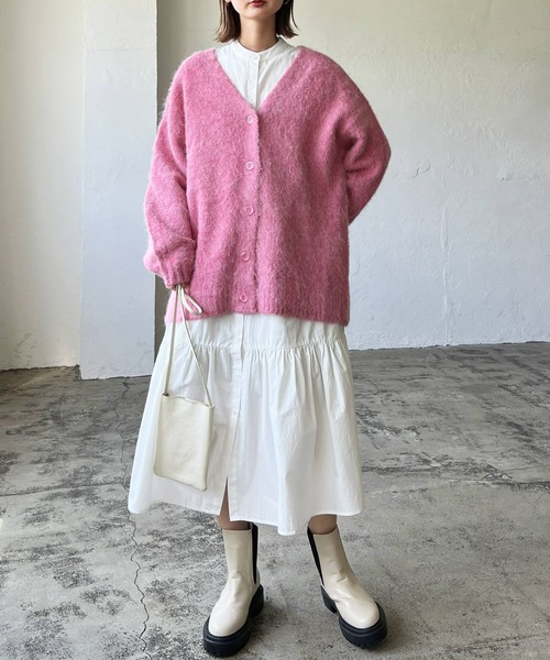 LIAN（リアン）の「カラーシャギーニットカーディガン（カーディガン