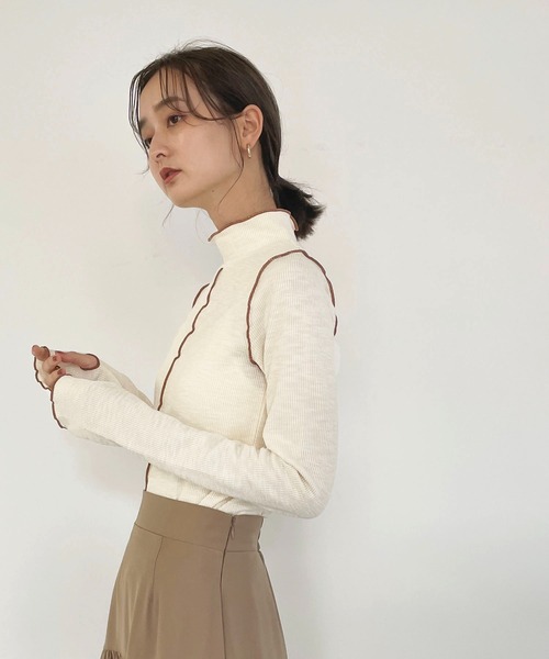 CLEIO（クレイオ）の「【CLEIO】リブメローハイネックトップス（Tシャツ/カットソー・レディース・ホワイト系その他/アイボリー・FREE）」の3枚目の写真