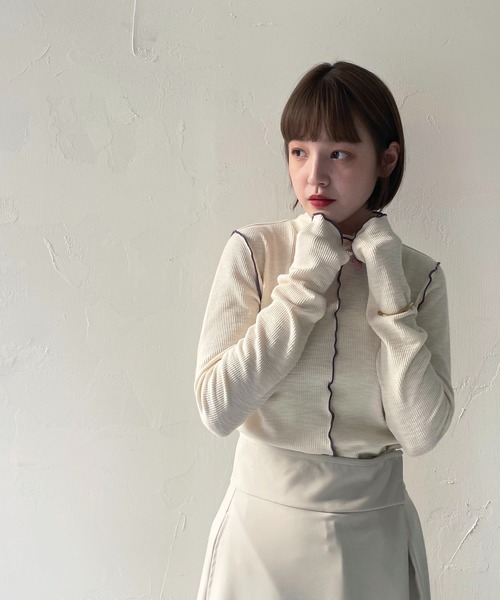 CLEIO（クレイオ）の「【CLEIO】リブメローハイネックトップス（Tシャツ/カットソー・レディース・ホワイト系その他/アイボリー・FREE）」の12枚目の写真