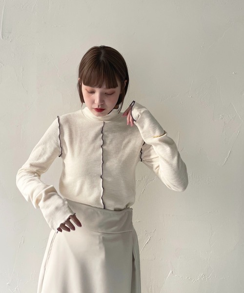 CLEIO（クレイオ）の「【CLEIO】リブメローハイネックトップス（Tシャツ/カットソー・レディース・ホワイト系その他/アイボリー・FREE）」の13枚目の写真